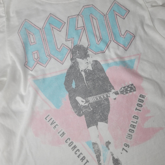Recycled Karma poof Sleeve cropped AC/DC rock long sleeve shirt size xs. - Picture 5 of 8